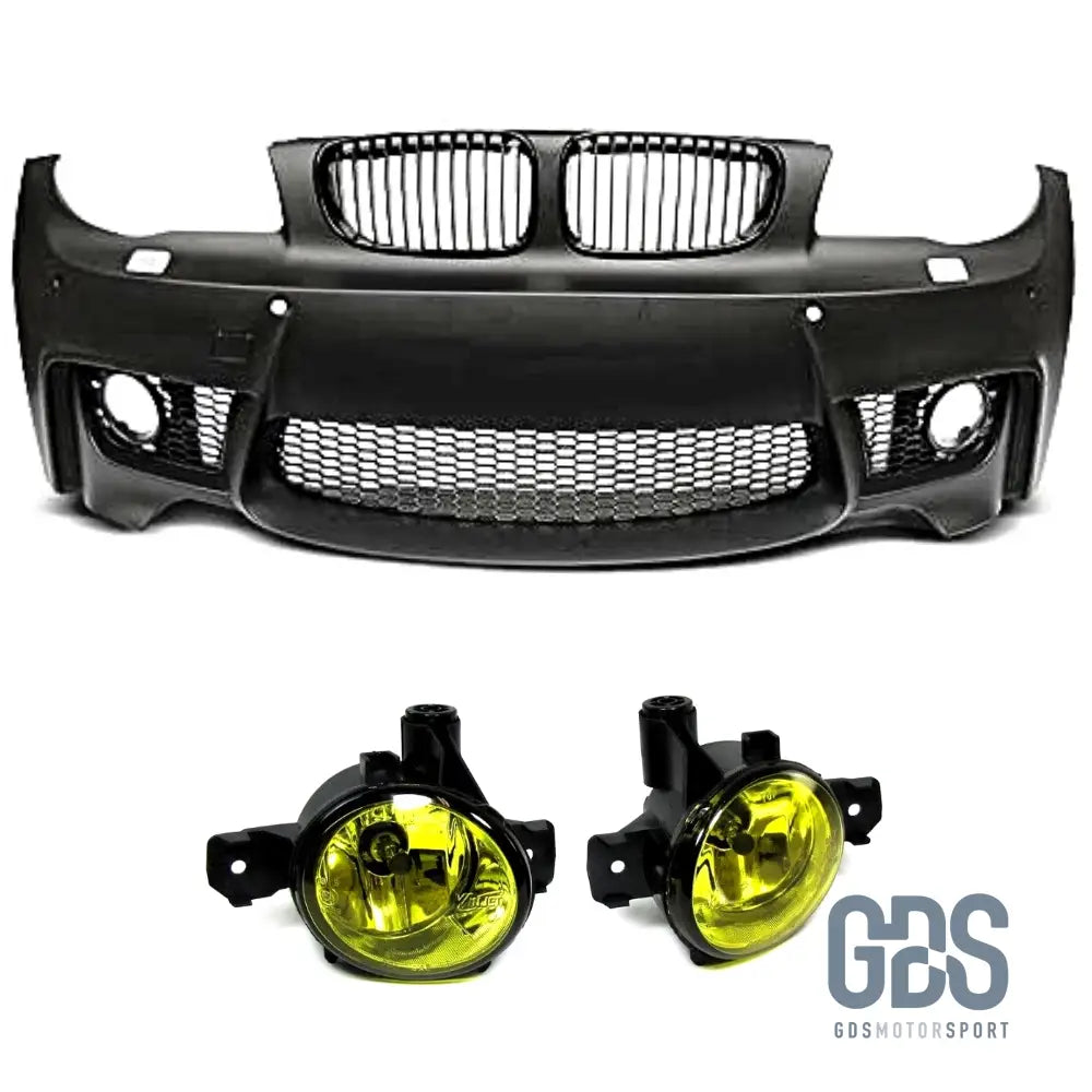 Pare Choc Avant Look série 1M pour BMW E81 / E82 / E87 / E88 - Avec PDC / Antibrouillards Jaune retro - GDS Motorsport