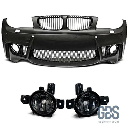 Pare Choc Avant Look série 1M pour BMW E81 / E82 / E87 / E88 - Avec PDC / Antibrouillards Fumé Noir - GDS Motorsport