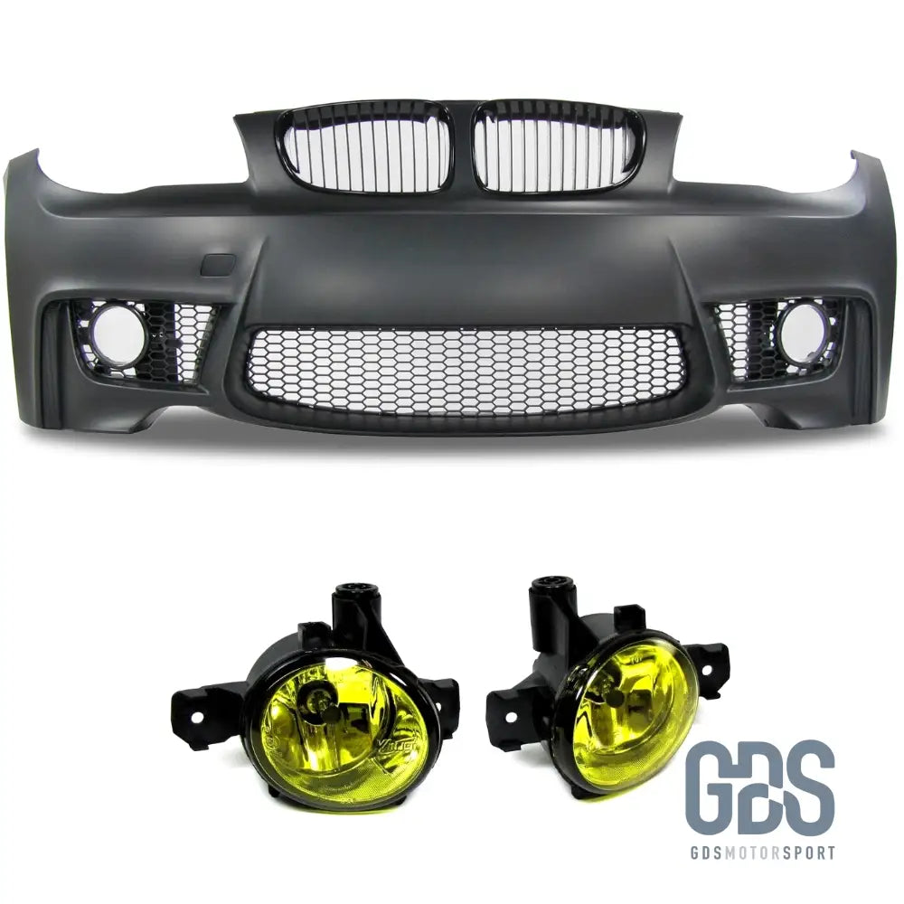 Pare Choc Avant Look série 1M pour BMW E81 / E82 / E87 / E88 - Sans PDC / Avec Antibrouillards Jaune retro - GDS Motorsport