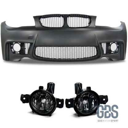 Pare Choc Avant Look série 1M pour BMW E81 / E82 / E87 / E88 - Sans PDC / Avec Antibrouillards Fumé Noir - GDS Motorsport