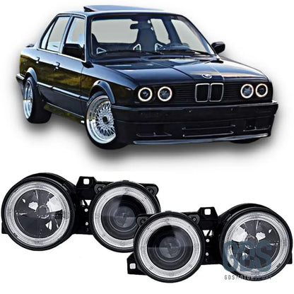Phares avant Angel eyes Fond noir pour BMW E30 de 1982 a 1994 - Pare Choc - GDS Motorsport