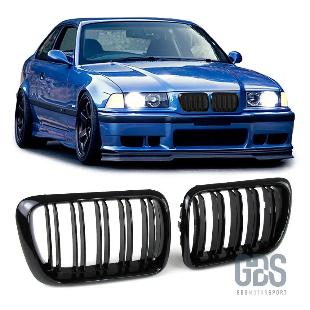 Calandres double lame noir brillant style m4 pour bmw e36 phase 2