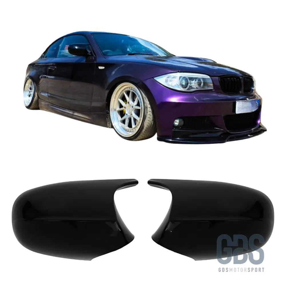 Coques rétroviseur noir brillant look m3 pour bmw série 1 e87 e81 e82 e88 — phase 2 lci - coque rétroviseur