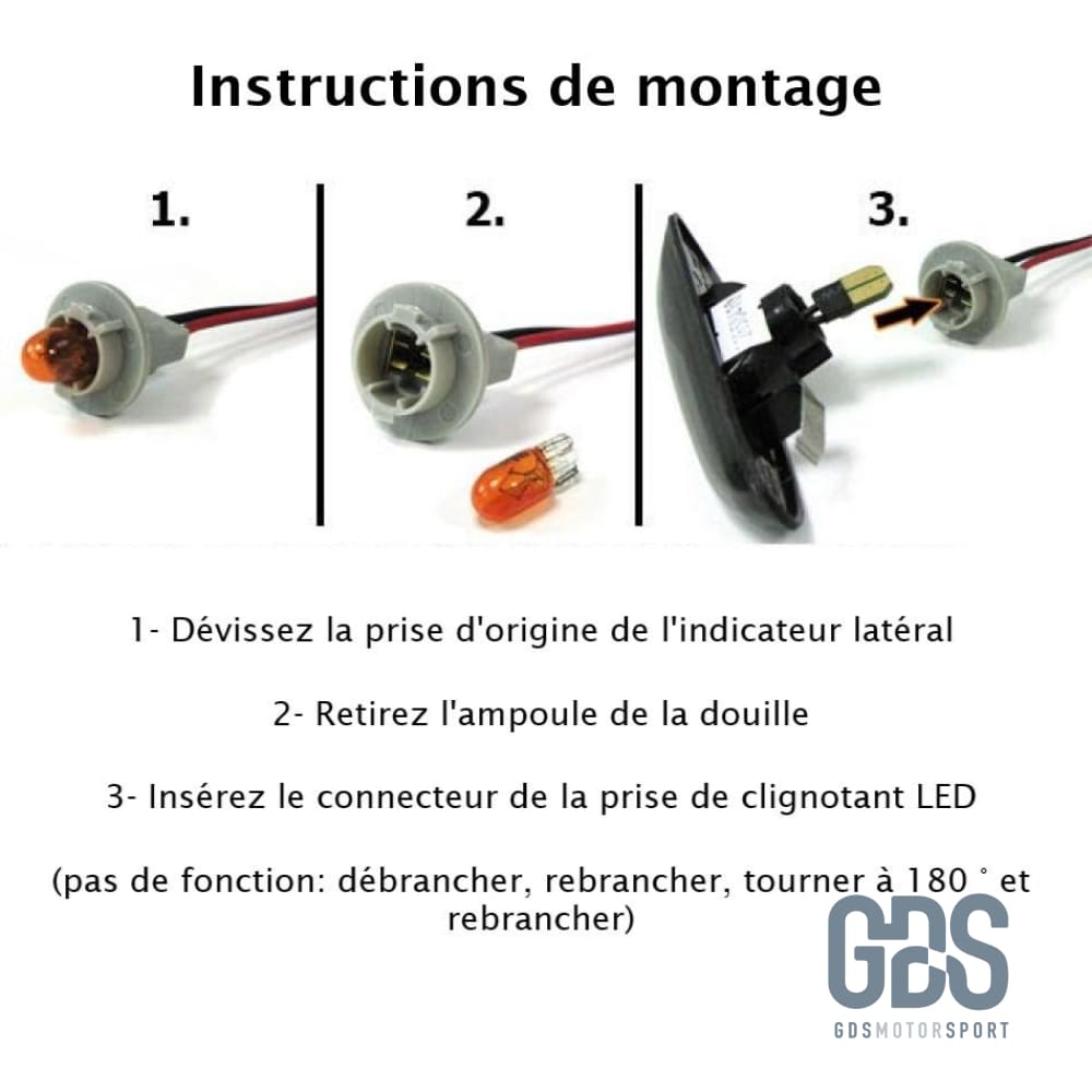 2 répétiteurs de clignotants a LED pour BMW E46 E60 E61 X3 E83 - PHARES FEUX - GDS Motorsport