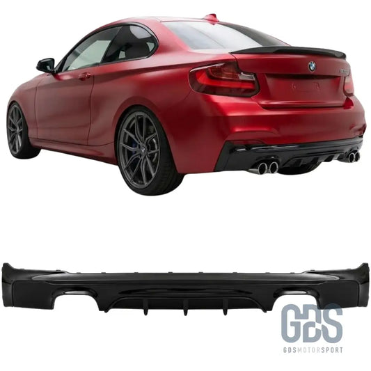 Diffuseur arrière look m performance 4 sorties noir brillant pour bmw série 2 f22 f23 pack