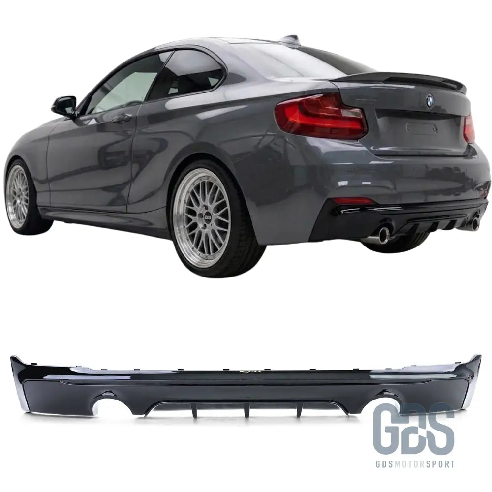 Diffuseur arrière look m performance noir brillant sortie gauche droite pour bmw série 2 f22 f23 m235i m240i