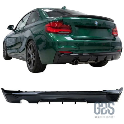 Diffuseur arrière look m performance noir brillant sortie simple gauche pour bmw série 2 f22 f23 pack