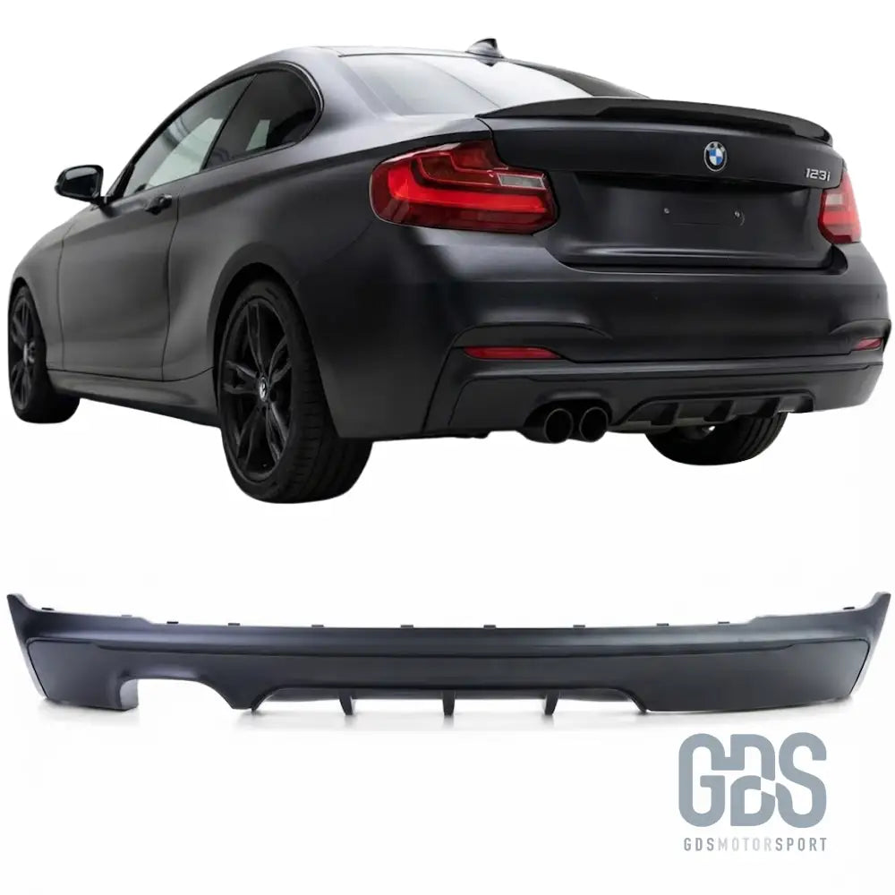 Diffuseur arrière look m performance noir mat double sortie gauche pour bmw série 2 f22 f23 pack