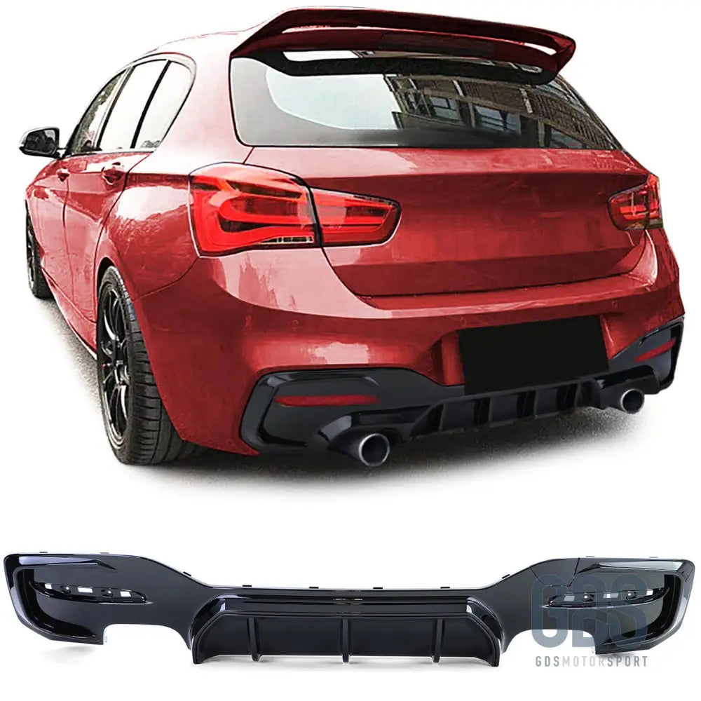 Diffuseur m performance noir brillant 4 sorties d’échappement bmw série 1 f20 f21 phase 2 lci - arrière