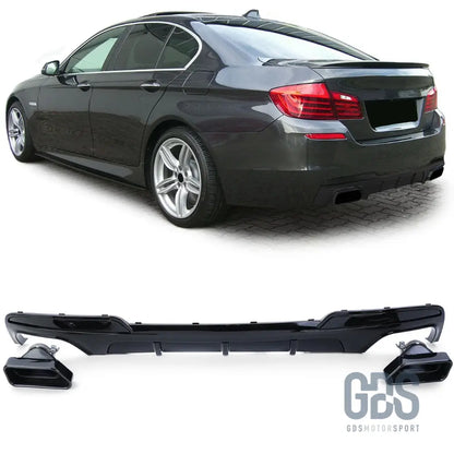 Diffuseur pare-choc arrière noir brillant + embouts 550i pour bmw f10 / f11 pack m (2010-2017) - arrière