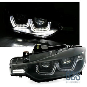 Phares avant H7/H7 pour BMW Série 3 F30 / F31 Look Double U LED - Éclairage de véhicule GDS Motorsport