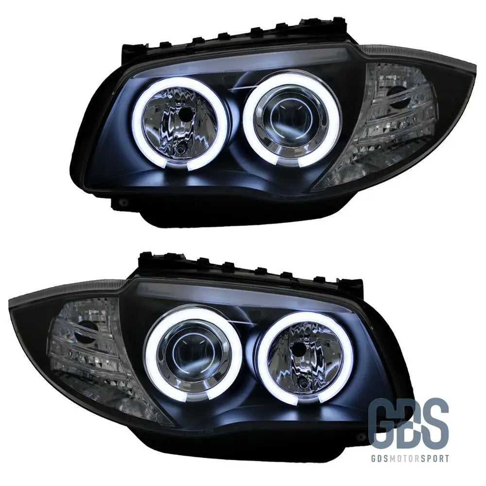 Phares avant Angel Eyes CCFL avec Fond noir H7/H7 BMW E87/ E88/ E82/ E81 - PHARES FEUX - GDS Motorsport