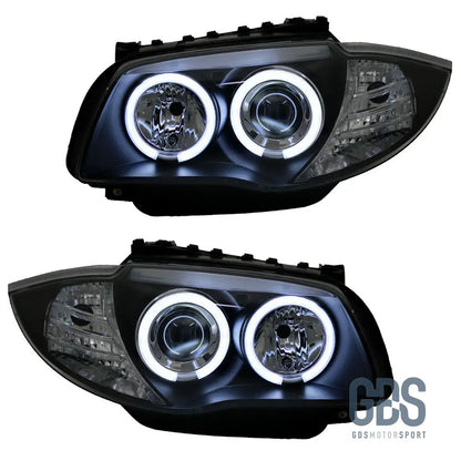 Phares avant Angel Eyes CCFL avec Fond noir H7/H7 BMW E87/ E88/ E82/ E81 - PHARES FEUX - GDS Motorsport