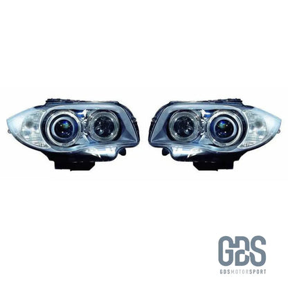 Phares avant Type original Bi-xenon avec Angel Eyes pour BMW serie 1 E87/E81 LCI phase 2 - PHARES FEUX - GDS Motorsport