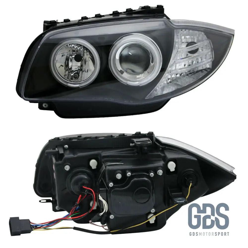 Phares avant Angel Eyes CCFL avec Fond noir H7/H7 BMW E87/ E88/ E82/ E81 - PHARES FEUX - GDS Motorsport
