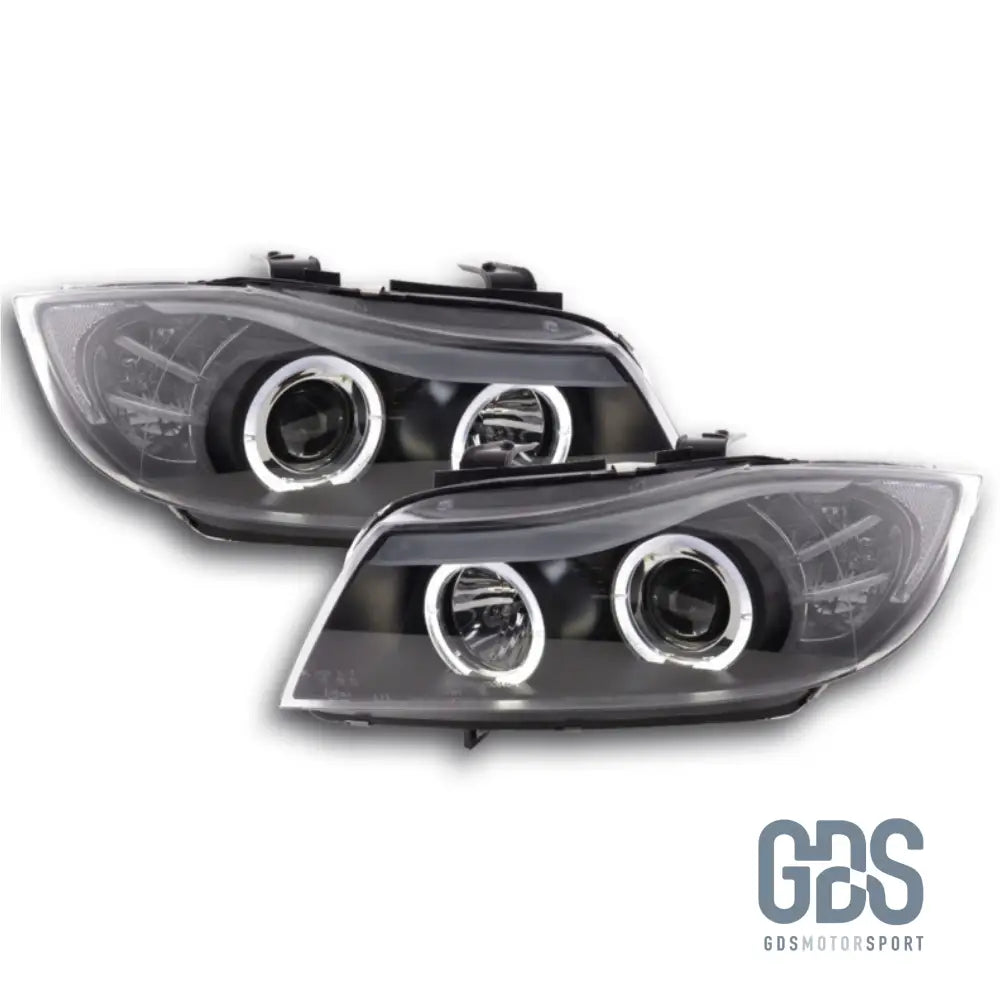 Phares Angel Eyes LED Blanc BMW E90/ E91 de 2005 a 2008 Halogène H7 - PHARES FEUX - GDS Motorsport