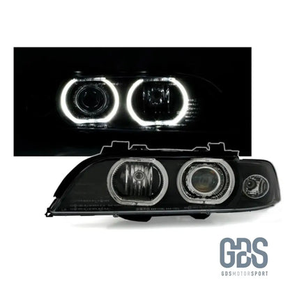 Phares Angel Eyes LED BLANC BMW Série 5 E39 Phase 1 avec Xenon D2S / H7 OEM - PHARES FEUX - GDS Motorsport