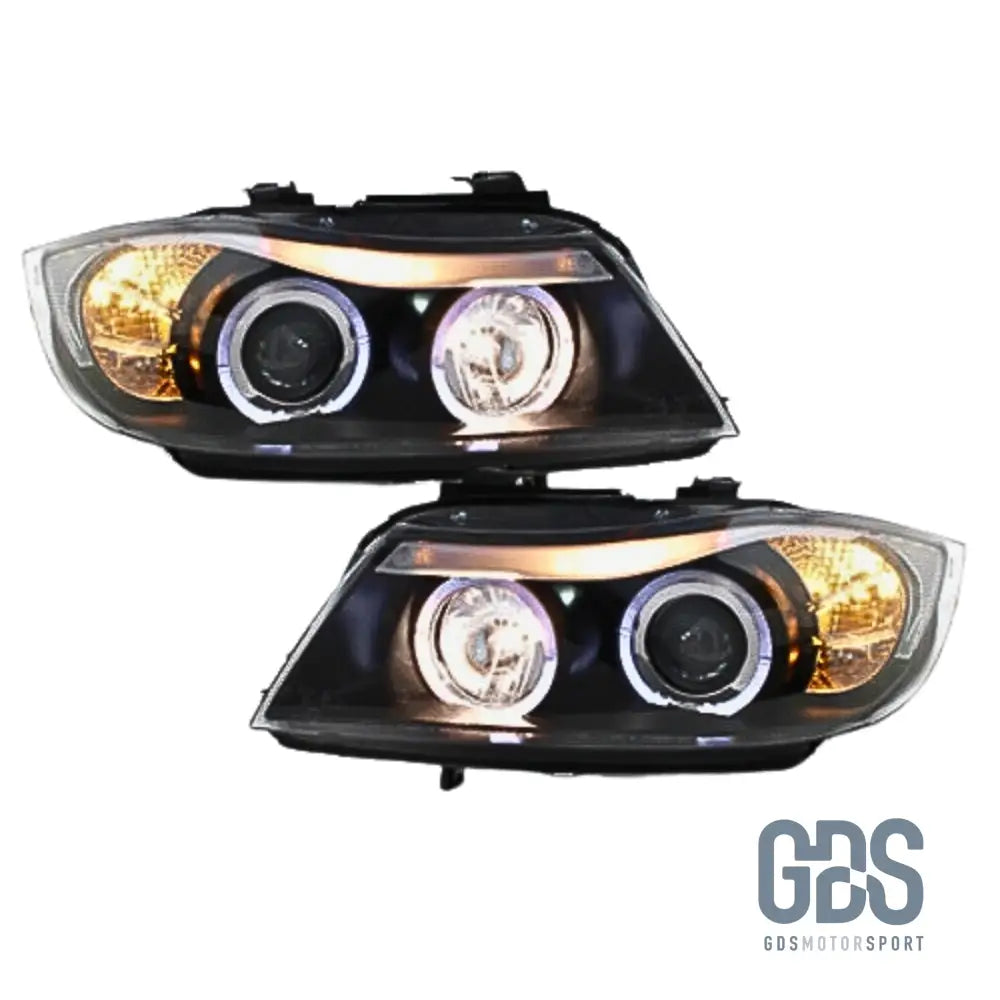 Phares Angel Eyes LED Blanc BMW E90/ E91 de 2005 a 2008 Halogène H7 - PHARES FEUX - GDS Motorsport