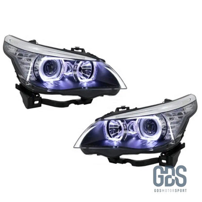 Phares Angel Eyes LED BLANC BMW Série 5 E60 / E61 Halogene H7 / PHARES FEUX - GDS Motorsport
