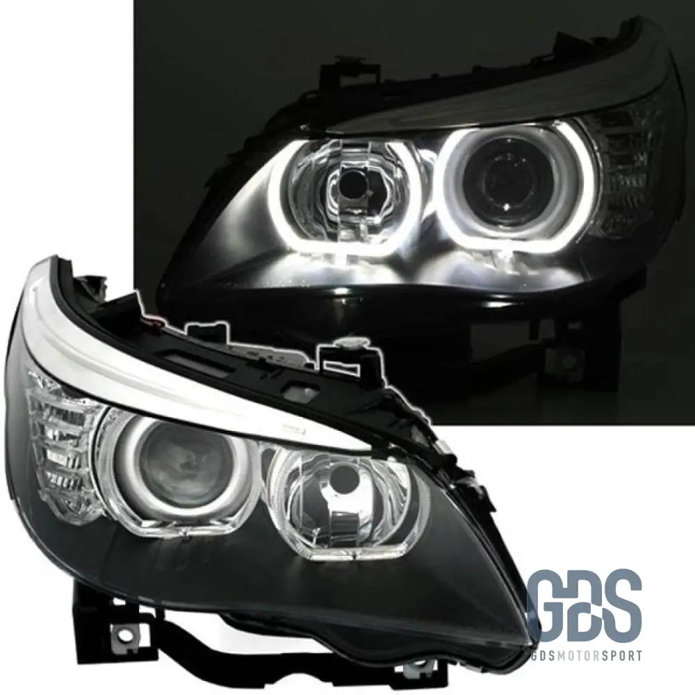 Phares Angel Eyes LED BLANC BMW Série 5 E60 / E61 Halogene H7 / PHARES FEUX - GDS Motorsport