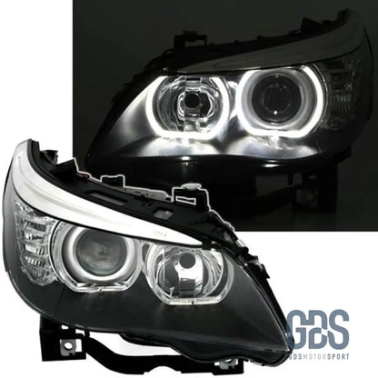 Phares Angel Eyes LED BLANC BMW Série 5 E60 / E61 avec Xenon - PHARES FEUX - GDS Motorsport