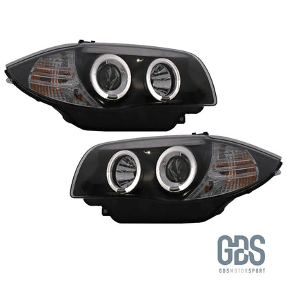 Phares avant Angel Eyes à LED Fond noir H7/H7 BMW E87/ E88/ E82/ E81 - PHARES FEUX - GDS Motorsport