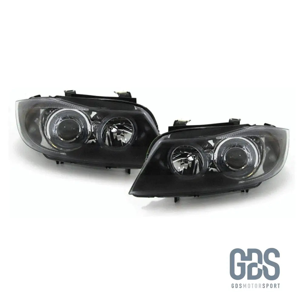 Phares Angel Eyes jaune halogène BMW E90/ E91 de 2005 a 2008 H7 Look LCI - PHARES FEUX - GDS Motorsport