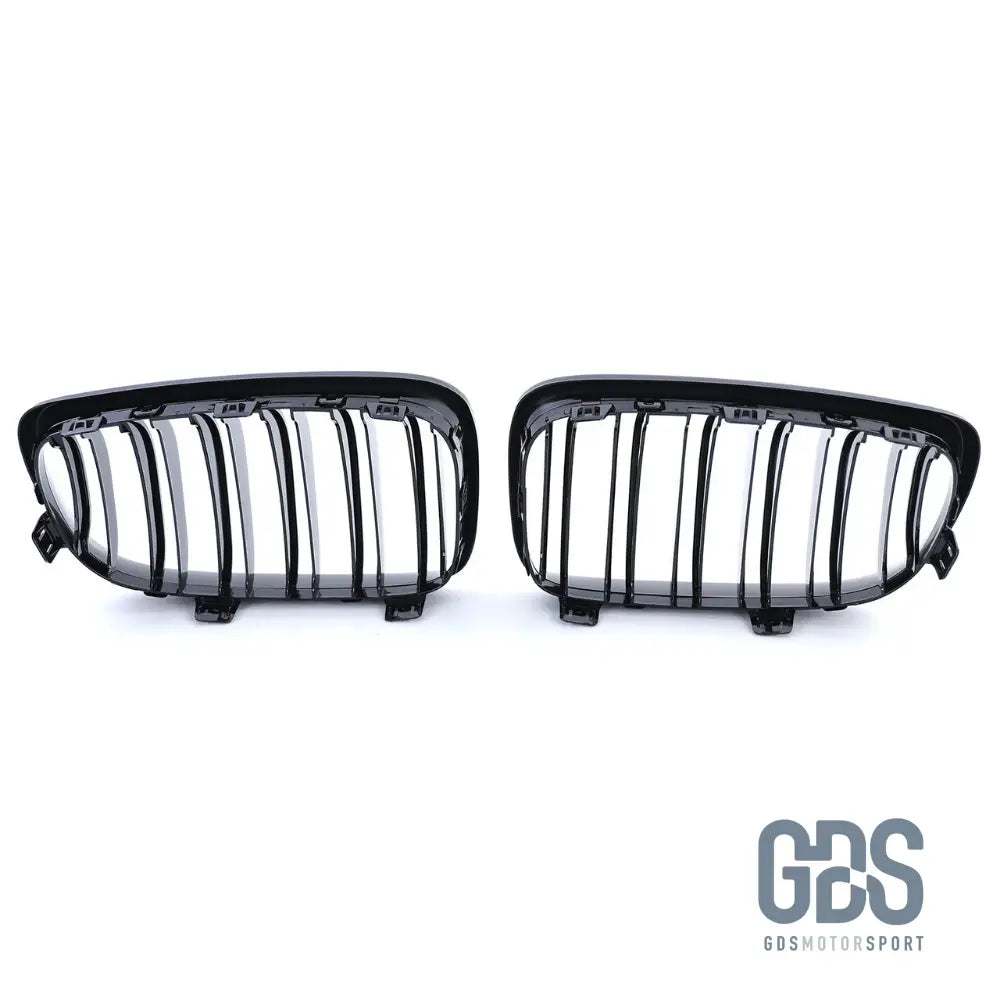 2 Grilles de calandre NOIR BRILLANT DOUBLE LAME BMW série 1 PHASE 2007 à 2014 - Calandres - GDS Motorsport