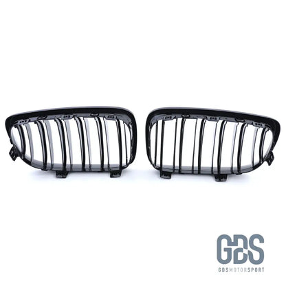 2 Grilles de calandre NOIR BRILLANT DOUBLE LAME BMW série 1 PHASE 2007 à 2014 - Calandres - GDS Motorsport