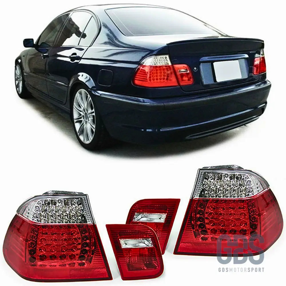 Feux arrière full led rouge clair pour bmw série 3 e46 berline 1998 à 2005 - arriere