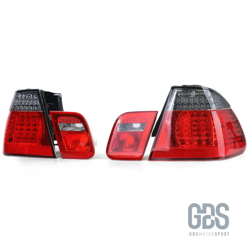 Feux arrière full led rouge fumé noir pour bmw série 3 e46 berline 1998 à 2005 - arriere