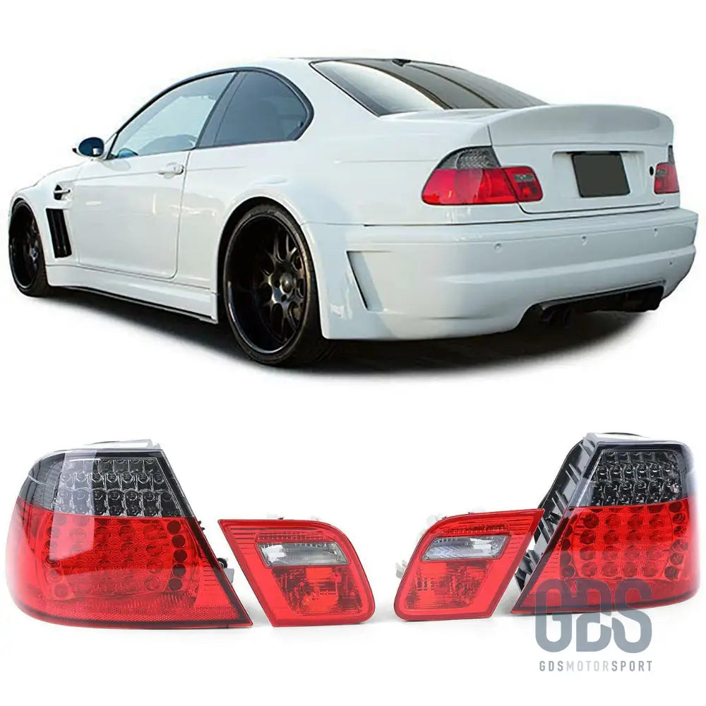 Feux arrière full led rouge fumé noir pour bmw série 3 e46 coupé 1999 à 2006 - arriere