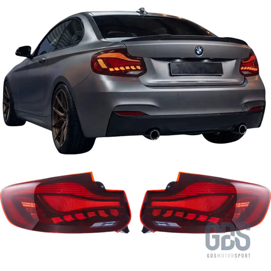 Feux arrière led barre lumineuse rouge fumé pour bmw série 2 f22 f23 et m2 f87 - arriere