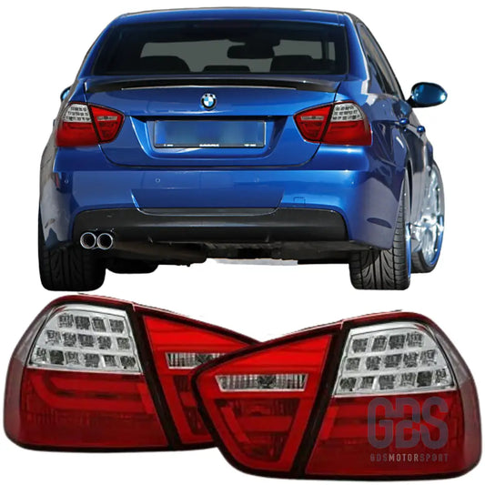 Feux arrière led light bar bmw série 3 e90 phase 1 look lci 2 rouge et blanc - arriere