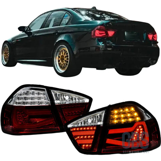 Feux arrière led light bar bmw série 3 e90 phase 1 rouge et blanc fumé noir - arriere