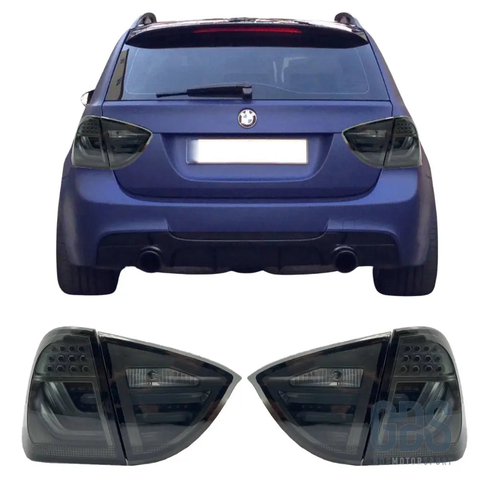 Feux arrière led light bar bmw série 3 e91 touring phase 1 look lci 2 fond noir - arriere