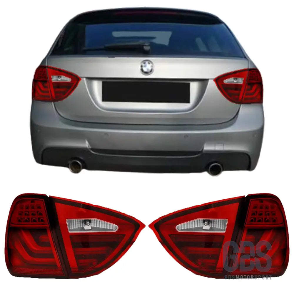 Feux arrière led light bar bmw série 3 e91 touring phase 1 look lci 2 rouge - arriere