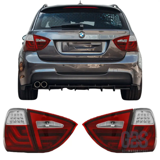 Feux arrière led light bar bmw série 3 e91 touring phase 1 look lci 2 rouge et blanc - arriere