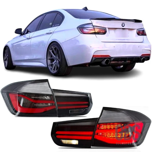 Feux arrière led light bar dynamique fond noir pour bmw série 3 f30 - arriere