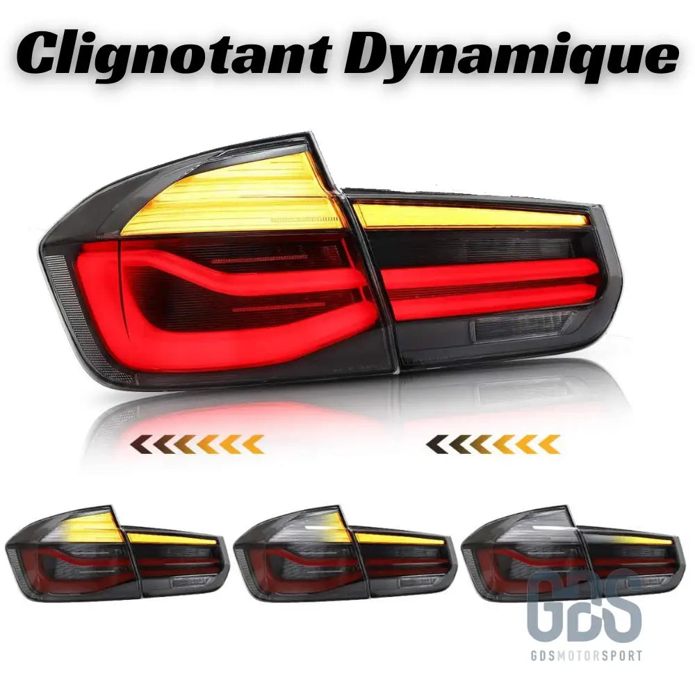 Feux arrière led light bar dynamique fond noir pour bmw série 3 f30 - arriere