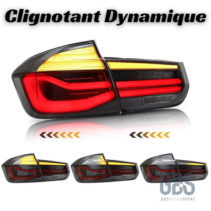 Feux arrière led light bar dynamique fond noir pour bmw série 3 f30 - arriere