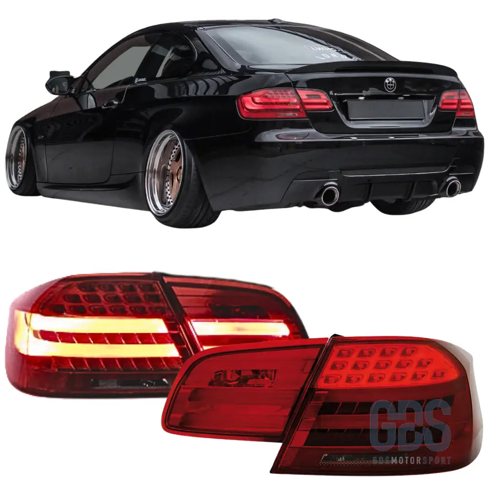 Feux arrière led light bar look lci fumé noir bmw serie 3 e92 coupé phase 1 de 2006 a 2010 - arriere