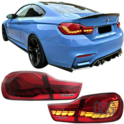 Feux arrière oled 3d dynamique light bar pour bmw série 4 f32 f33 f36 m4 f82 f83 - rouge - arriere