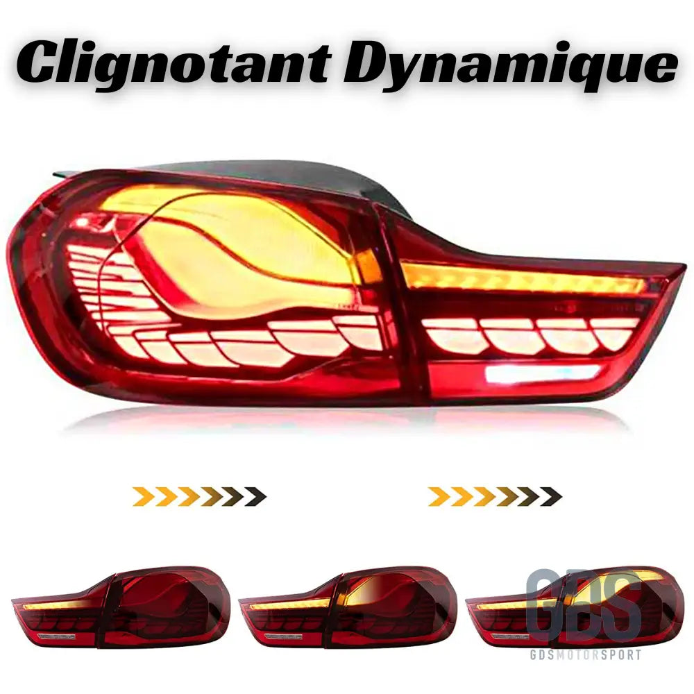 Feux arrière oled 3d dynamique light bar pour bmw série 4 f32 f33 f36 m4 f82 f83 - rouge - arriere