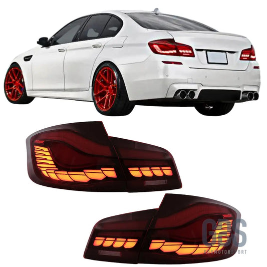 Feux arrière oled 3d dynamique light bar fond rouge pour bmw série 5 f10 berline - arriere