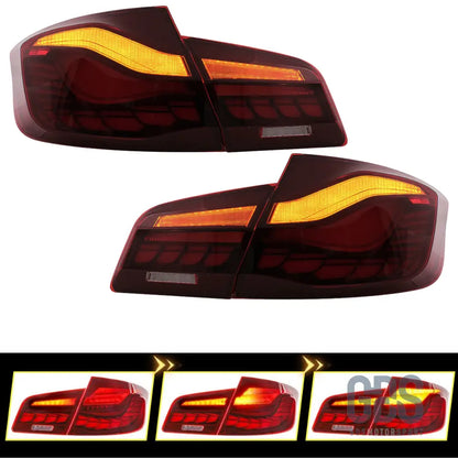 Feux arrière oled 3d dynamique light bar fond rouge pour bmw série 5 f10 berline - arriere