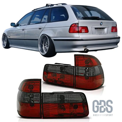 Feux arrières look phase 2 fumé noir pour bmw e39 touring 1 — 1997-2000 - arriere