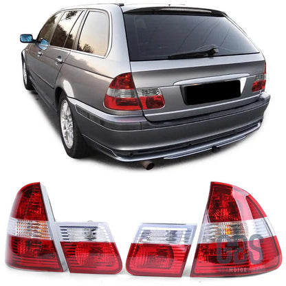 Feux arrières type phase 2 rouge cristal transparent bmw série 3 e46 touring 1998/2005 - arriere