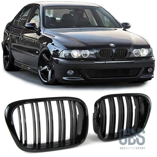 Grilles de calandre double barrette noir brillant bmw serie 5 e39 look m5 - calandres