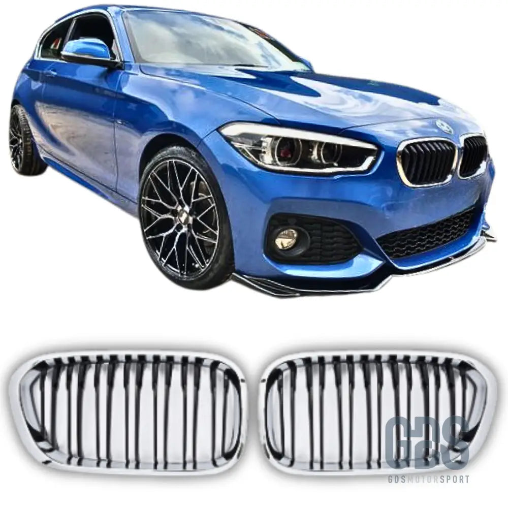 Grilles de calandre double lame chrome et noir bmw série 1 f20 f21 phase 2 lci - calandres
